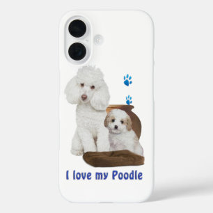 Coques iPhone 16 J'aime mon caniche