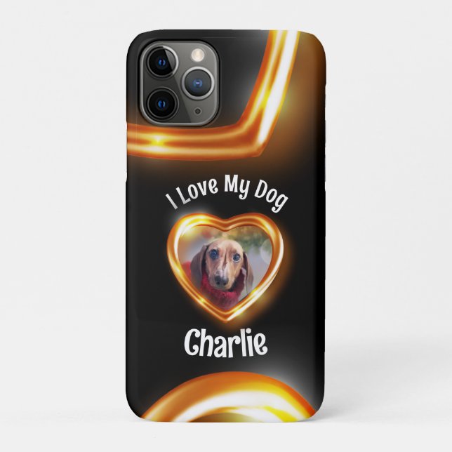 Coques Case-Mate iPhone J'aime mon chien animal familier cœur lumineux (Dos)