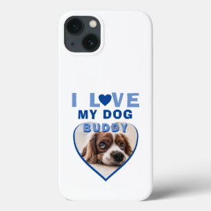 Case-Mate iPhone Case J'aime mon chien Blue Heart Nom de l'animal de com