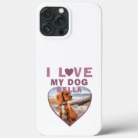 J'aime mon chien Coeur rose Nom de l'animal de com