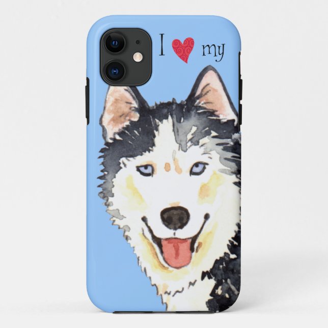 Coques Case-Mate iPhone J'aime mon chien de traîneau (Dos)
