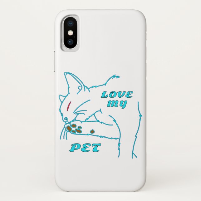 COQUES Case-Mate iPhone J'AIME MON CUTE AQUA PET CAT (Dos)