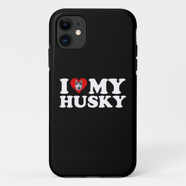 Coques Case-Mate iPhone J'Aime Mon Husky (Dos)