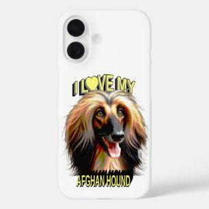Coques iPhone 16 J'aime mon Lévrier Afghan – Design pour amateur de