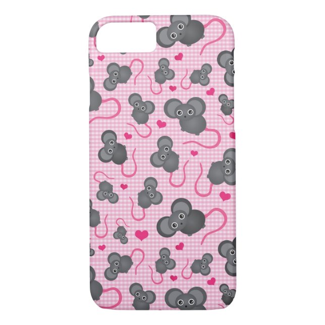 Coques Case-Mate iPhone J'aime mon motif de souris dans le rose (Dos)