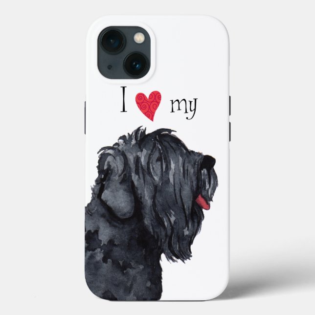 Coques Case-Mate iPhone J'aime mon Terrier russe noir (Verso)