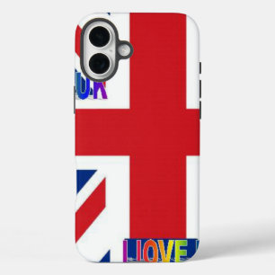Coques iPhone 16 Plus J'aime UK   Impression d'art Nuage Moutonneux et U