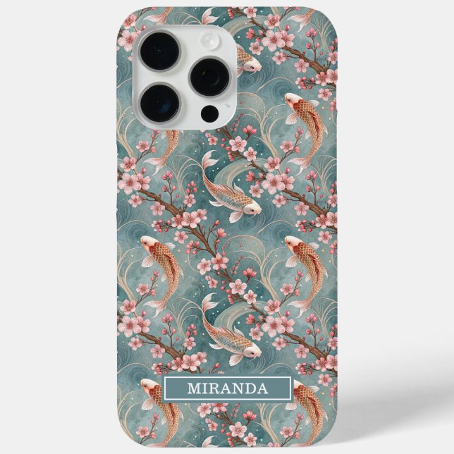 Coques Case-Mate iPhone Japanese Sakura Koi Fish Pattern Monogrammed Case- (Verso)
