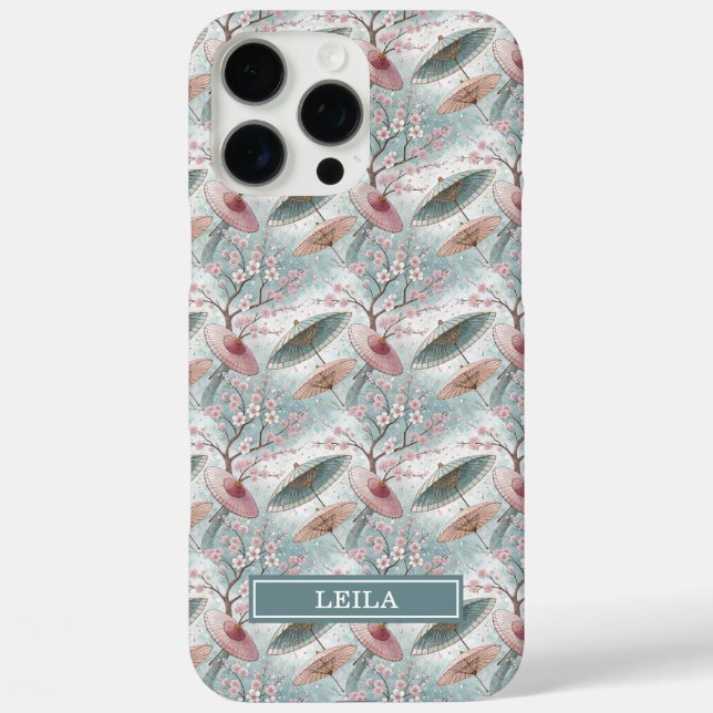 Coques Case-Mate iPhone Japanese Sakura Umbrella Pattern Monogrammed (Verso)