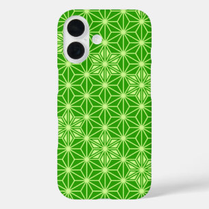 Coques iPhone 16 Japonais Asanoha motif - vert citron
