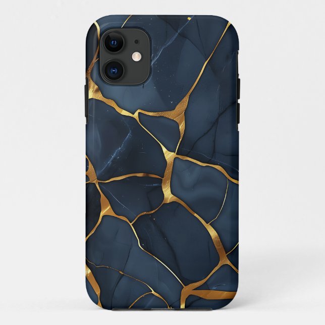 Coques Case-Mate iPhone Japonais Kintsugi bleu foncé (Dos)