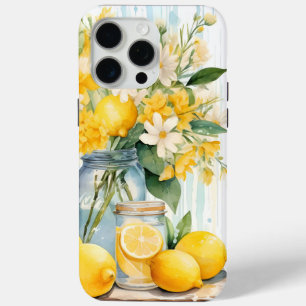 Coque iPhone 15 Pro Max Jar à fleurs de citron d'été
