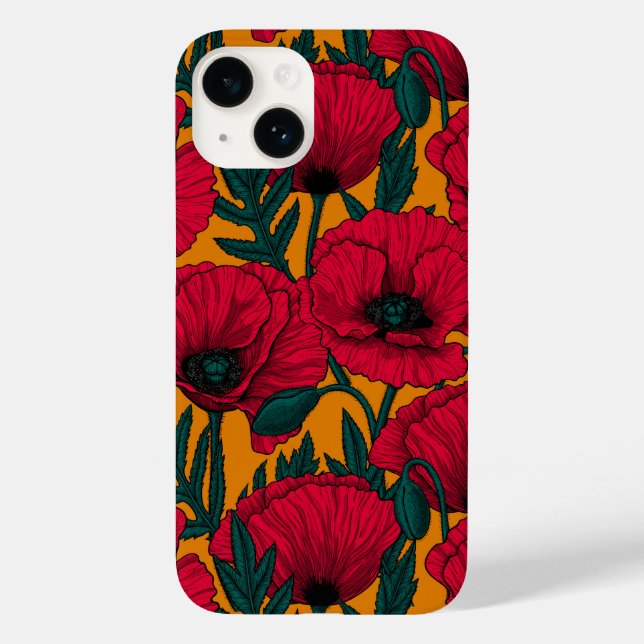 Coques Case-Mate iPhone Jardin aux coquelicots rouges (Verso)