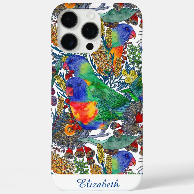Coques Case-Mate iPhone Jardin botanique personnalisé Rainbow Lorikeet (Verso)