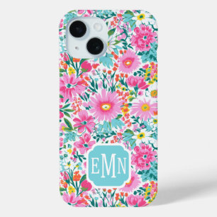 Coque Pour iPhone 15 Jardin coloré magnifique avec monogramme