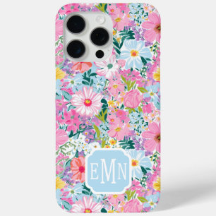 Coque iPhone 15 Pro Max Jardin coloré moderne monogrammé
