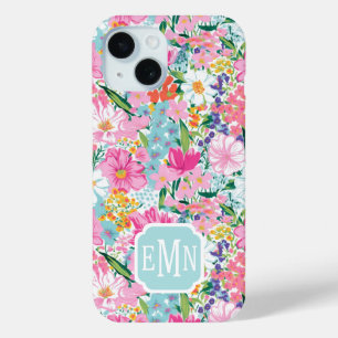 Coque Pour iPhone 15 Jardin coloré monogrammé