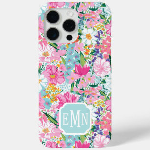 Coque iPhone 15 Pro Max Jardin Coloré Monogrammé