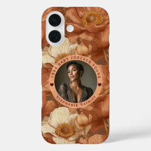 Coques iPhone 16 Jardin d'anémones Cadeaux d'anniversaire 5 ans pou