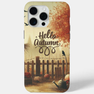 Coque iPhone 15 Pro Max Jardin d'automne et épouvantail