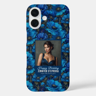 Coques iPhone 16 Jardin de Anémones Bleues Surprise Anniversaire Te