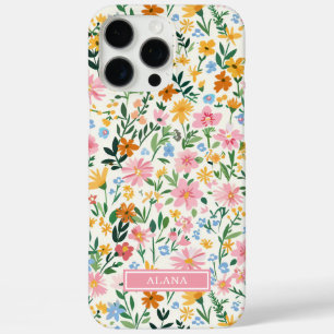 Coques iPhone 16 Pro Max Jardin de fleurs fantaisiste monogrammé