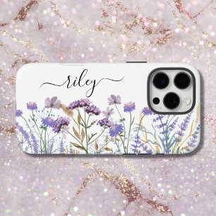 Coques iPhone 16 Pro Max Jardin de fleurs sauvages mauves à l'aquarelle Mon