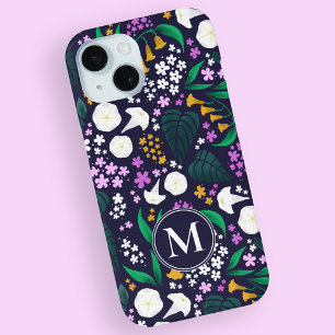Coque Pour iPhone 15 Jardin de la Lune de nuit Floral Motif botanique