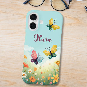 Coques iPhone 16 Jardin de papillons pastel fantaisiste