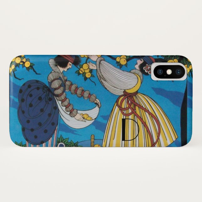 COQUES Case-Mate iPhone JARDIN D'ÉTÉ / MODE COSTUME DESIGNER MONOGRAMME (Dos (Horizontal))