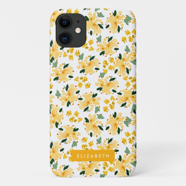 Coques Case-Mate iPhone Jardin Floral Jaune Personnalisé (Dos)