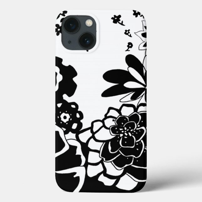 Coques Case-Mate iPhone Jardin floral noir et blanc Motif graphique (Verso)