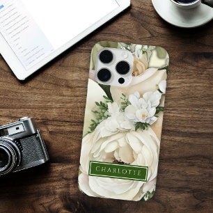 Coque iPhone 15 Pro Max Jardin Floral vert et blanc