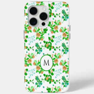 Coque iPhone 15 Pro Max Jardin Floral Vert Monogramme
