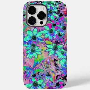 Coque Pour Pour iPhone 14 Pro Max Jardin pourpre avec fleurs psychédéliques Aquamari