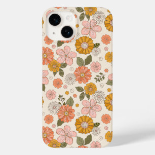 Coque Pour iPhone 14 Jardin rose et orange Motif