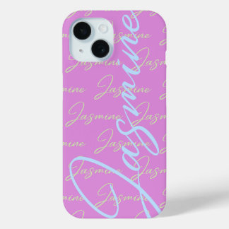 Coque Pour iPhone 15 Jasmine Repeating Name Pattern 