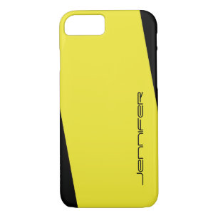 Coque iPhone 7 Jaune minimaliste et noir, nom