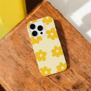 Coques iPhone 16 Pro Jaune rétro Beige Floral Whimsical Preppy Hippie