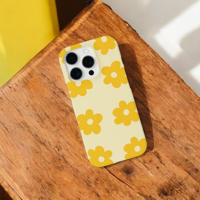 Coques Case-Mate iPhone Jaune rétro Beige Floral Whimsical Preppy Hippie (Créateur téléchargé)