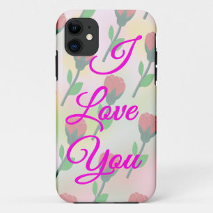 Case-Mate iPhone Case Je t'aime avec motif de fleurs rouges