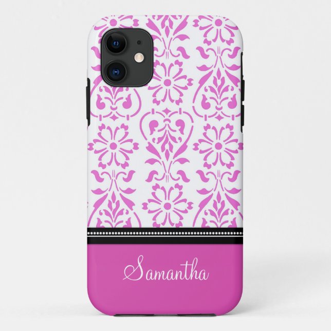 Coques Case-Mate iPhone je téléphone le nom rose de coutume de la damassé (Dos)