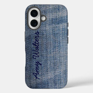 Coques iPhone 16 Jeans Denim bleu personnalisés