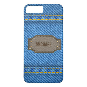 Coque Case-Mate Pour iPhone Jeans en denim bleu avec étiquette en cuir