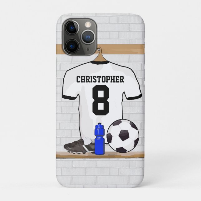 Coques Case-Mate iPhone Jersey de football noir blanc personnalisé (Dos)
