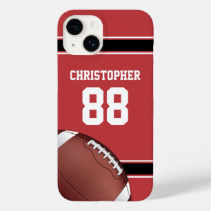 Coque Pour iPhone 14 Jersey de football rouge noir et blanc
