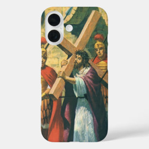 Coques iPhone 16 Jésus Christ Portant la Croix à sa Crucifixion