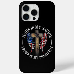 Coque iPhone 15 Pro Max Jésus est mon sauveur Trump est mon président 2024