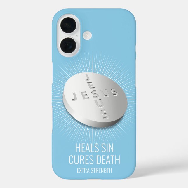 Coques Case-Mate iPhone Jesus Pill - Foi personnalisable Prière Dieu Bleu (Verso)
