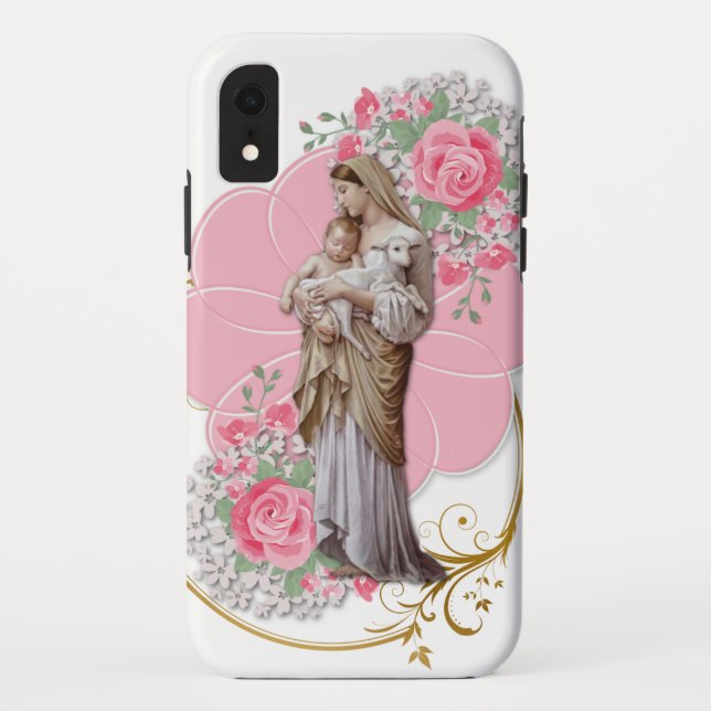 Coques Case-Mate iPhone Jésus-Vierge Marie Roses roses roses  (Dos)